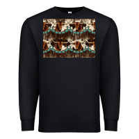 Black Longhorn Cow Pattern Premium Sweatshirt - CowhideDigitalArt