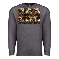 Charcoal Heather Longhorn Cow Pattern Premium Sweatshirt - CowhideDigitalArt