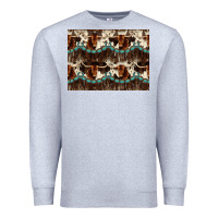 Heather Grey Longhorn Cow Pattern Premium Sweatshirt - CowhideDigitalArt