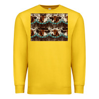 Lemon Longhorn Cow Pattern Premium Sweatshirt - CowhideDigitalArt