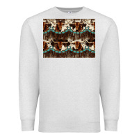 Oatmeal Heather Longhorn Cow Pattern Premium Sweatshirt - CowhideDigitalArt