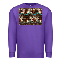 Purple Longhorn Cow Pattern Premium Sweatshirt - CowhideDigitalArt