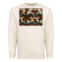 Sandshell Longhorn Cow Pattern Premium Sweatshirt - CowhideDigitalArt