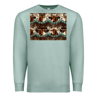 Seafoam Longhorn Cow Pattern Premium Sweatshirt - CowhideDigitalArt