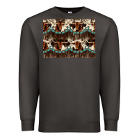 Smoke Longhorn Cow Pattern Premium Sweatshirt - CowhideDigitalArt