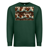 Sports Green Longhorn Cow Pattern Premium Sweatshirt - CowhideDigitalArt