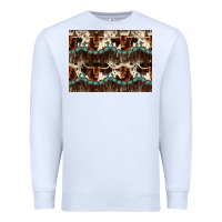 White Longhorn Cow Pattern Premium Sweatshirt - CowhideDigitalArt