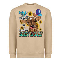 Mushroom My first Birthday baby cow sunflower Heavyweight Sweatshirt - HowdyJamesFarm