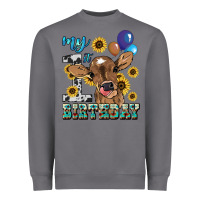 Storm My first Birthday baby cow sunflower Heavyweight Sweatshirt - HowdyJamesFarm