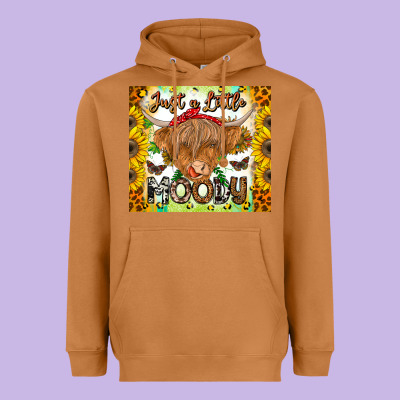 Just A Little Moody Heavyweight Hoodie Designed By Cowhidedigitalart