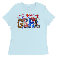 Baby Blue all american girl Ladies Tee - NancyCooperArtShop