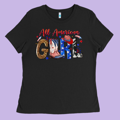 All American Girl Ladies Tee Designed By Nancycooperartshop