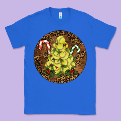 Softball Leopard  Christmas Classic Tee Designed By Ranaportraitstore