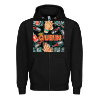 Black nail queen hand and polish with lights and leopard seamless pattern bb Zipper Hoodie - BundleAndBundleShop