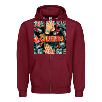 Burgundy nail queen hand and polish with lights and leopard seamless pattern bb Zipper Hoodie - BundleAndBundleShop