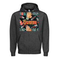 Charcoal Heather nail queen hand and polish with lights and leopard seamless pattern bb Zipper Hoodie - BundleAndBundleShop