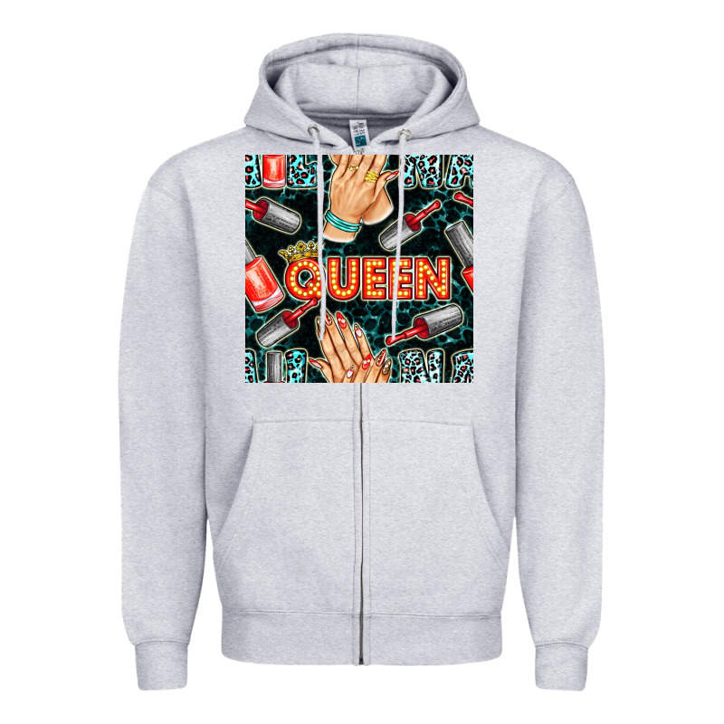 Nail Queen Hand And Polish With Lights And Leopard Seamless Pattern Bb Zipper Hoodie by BundleAndBundleShop | Teevron