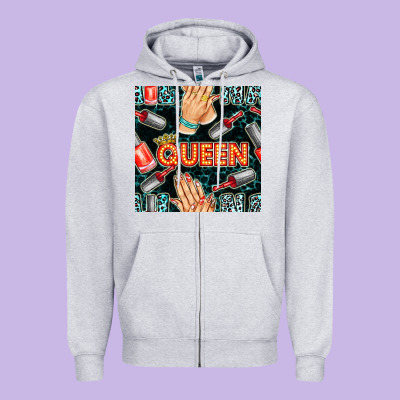 Nail Queen Hand And Polish With Lights And Leopard Seamless Pattern Bb Zipper Hoodie Designed By Bundleandbundleshop