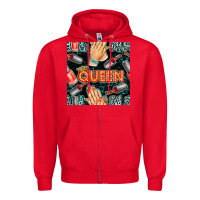Red nail queen hand and polish with lights and leopard seamless pattern bb Zipper Hoodie - BundleAndBundleShop