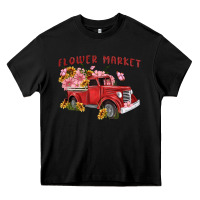 Black flower market Heavy Core Tee - MaliasSmallBusiness