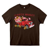 Chocolate Brown flower market Heavy Core Tee - MaliasSmallBusiness