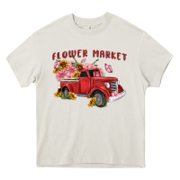Cream flower market Heavy Core Tee - MaliasSmallBusiness