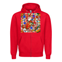 Red christmas coffee cups ornaments and lights with diamond plaid seamless Zipper Hoodie - BundleAndBundleShop