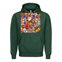 Sports Green christmas coffee cups ornaments and lights with diamond plaid seamless Zipper Hoodie - BundleAndBundleShop