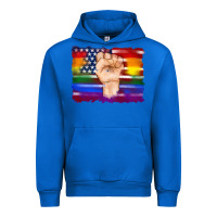 Cobalt lgbtq flag and american flag with hand Urban Hoodie - Artiststas