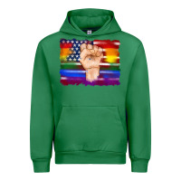 Emerald lgbtq flag and american flag with hand Urban Hoodie - Artiststas