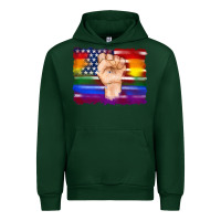 Forest Green lgbtq flag and american flag with hand Urban Hoodie - Artiststas