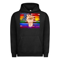 Lgbtq Flag And American Flag With Hand Urban Hoodie | Teevron