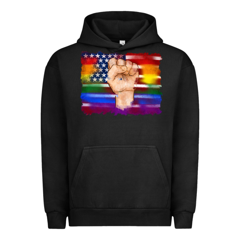 Lgbtq Flag And American Flag With Hand Urban Hoodie by Artiststas | Teevron