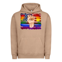 Pigment Burro lgbtq flag and american flag with hand Urban Hoodie - Artiststas