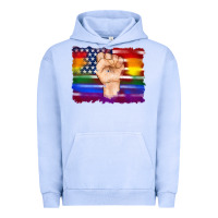 Pigment Grape Ice lgbtq flag and american flag with hand Urban Hoodie - Artiststas
