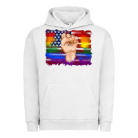 Pigment Lunar Rock lgbtq flag and american flag with hand Urban Hoodie - Artiststas