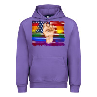 Tulip lgbtq flag and american flag with hand Urban Hoodie - Artiststas