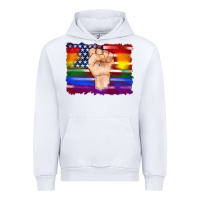White lgbtq flag and american flag with hand Urban Hoodie - Artiststas
