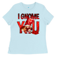 Baby Blue i gnome you with roses Ladies Tee - NancyCooperArtShop
