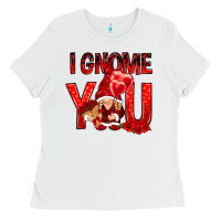 White i gnome you with roses Ladies Tee - NancyCooperArtShop