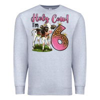 Heather Grey holy cow i'm 6 years old Premium Sweatshirt - LillyAllenDesigns