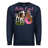 Navy holy cow i'm 6 years old Premium Sweatshirt - LillyAllenDesigns