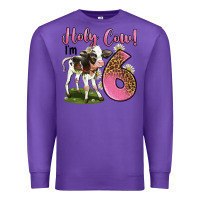 Purple holy cow i'm 6 years old Premium Sweatshirt - LillyAllenDesigns