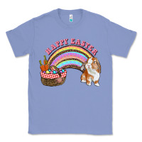 Colony Blue Happy Easter Bunny And Egg Basket Rainbow Classic Tee - RanaPortraitStore