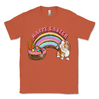 Copper Happy Easter Bunny And Egg Basket Rainbow Classic Tee - RanaPortraitStore