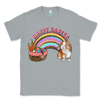 Heather Grey Happy Easter Bunny And Egg Basket Rainbow Classic Tee - RanaPortraitStore