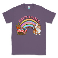 Lavender Happy Easter Bunny And Egg Basket Rainbow Classic Tee - RanaPortraitStore