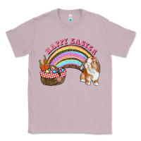Lilac Happy Easter Bunny And Egg Basket Rainbow Classic Tee - RanaPortraitStore