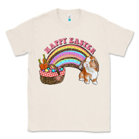 Natural Happy Easter Bunny And Egg Basket Rainbow Classic Tee - RanaPortraitStore