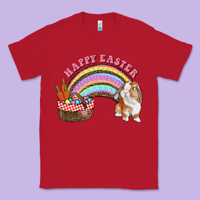 Happy Easter Bunny And Egg Basket Rainbow Classic Tee Designed By Ranaportraitstore